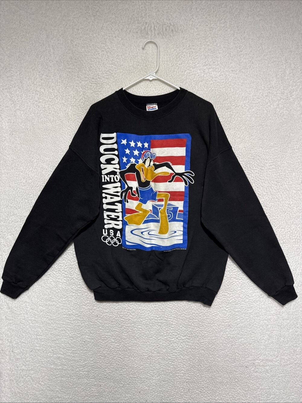 VTG Hanes Looney Tunes Daffy Duck Olympics Swimming Size XXL USA Dated 1995